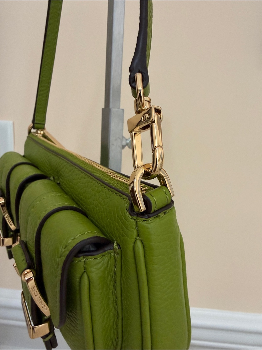 Michael Kors Green Leather Double Pocket Mini Shoulder Bag - Picture 2 of 5